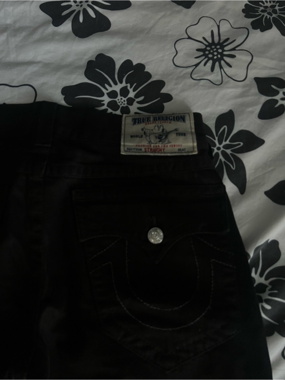 Black True Religion Unisex Straight-Leg Jeans - Picture 3 of 3